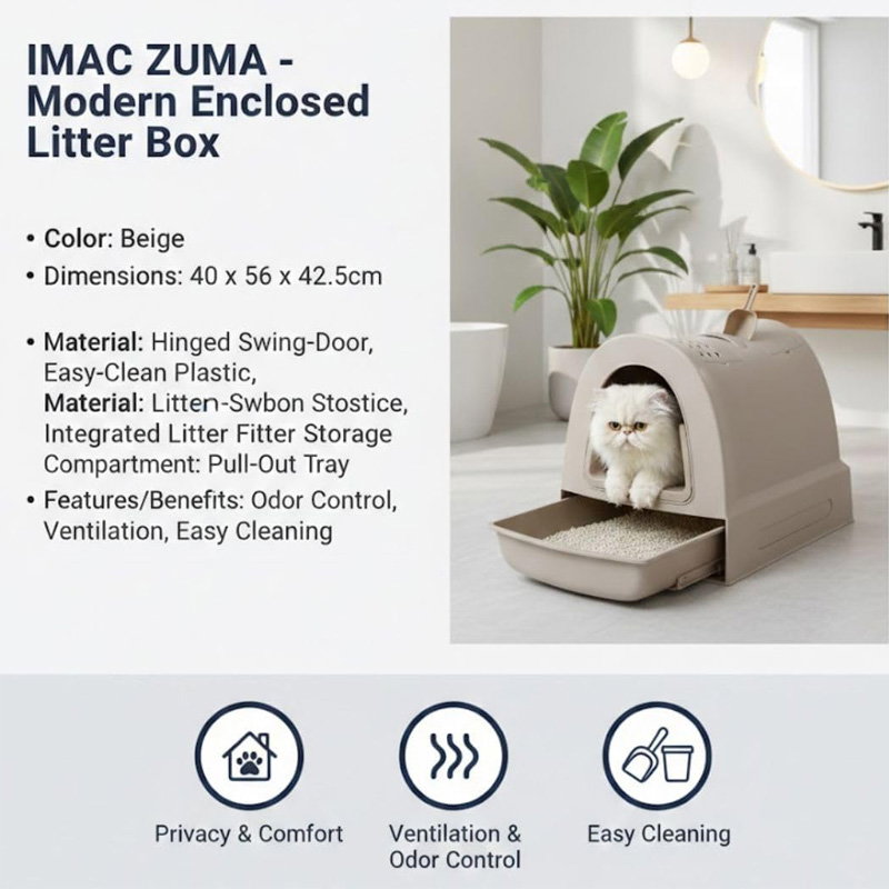 Imac Kattenbak Zuma Met Schuiflade Taupe