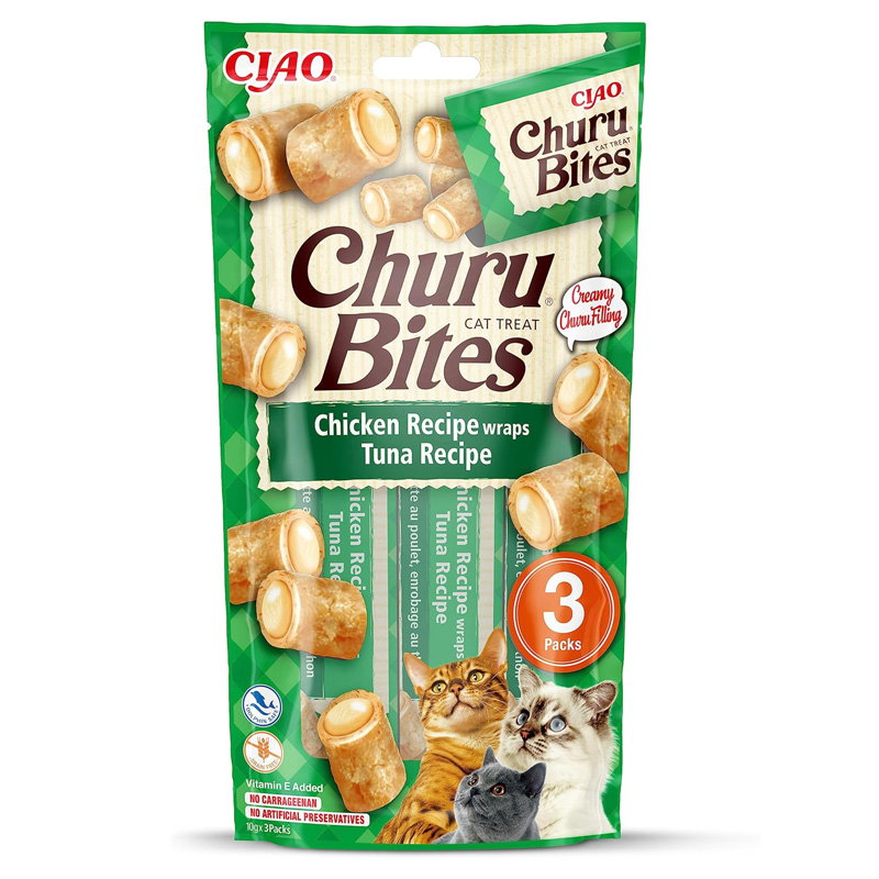Inaba Churu Bites Cat Chicken Recipe Wraps Tuna Recipe 3X10 Gr
