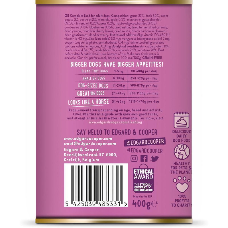 Edgard & Cooper Wild / Eend Blik Graanvrij 6x400gr