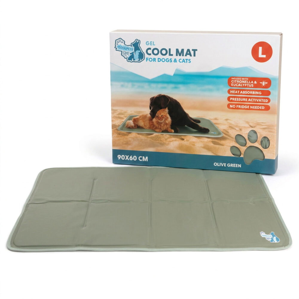 Coolpets Gel Cooling Mat Olijfgroen L