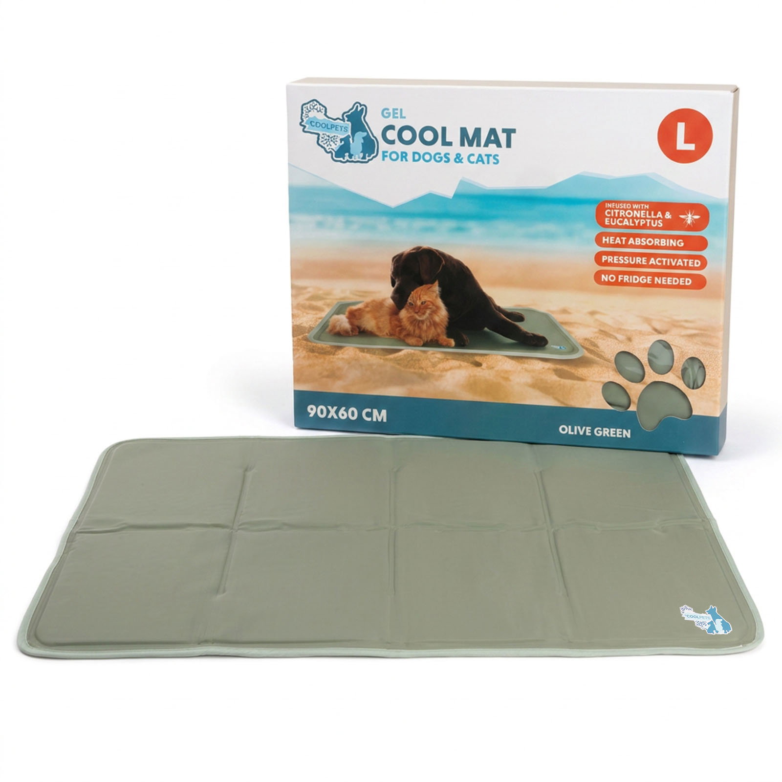 Coolpets Gel Cooling Mat Olijfgroen L