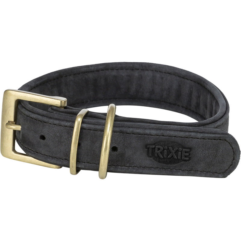 Trixie Halsband Hond Pure Leer Zwart