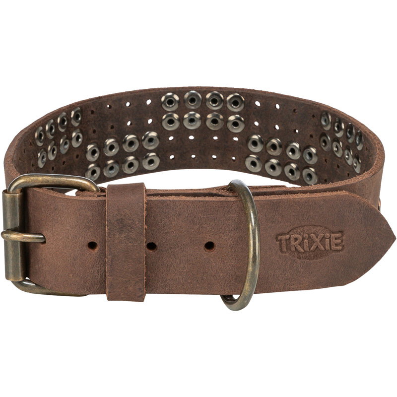 Trixie Halsband Hond Rivet Rustic Vetleer Donkerbruin