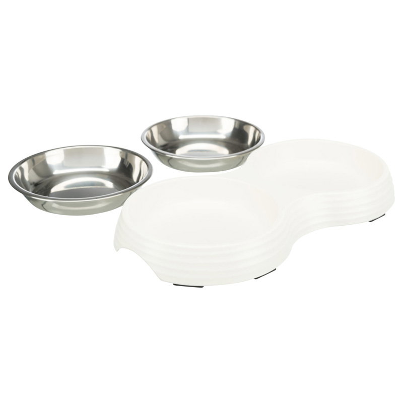 Trixie Voerbak Kat Dubbel Melamine / Rvs Wit