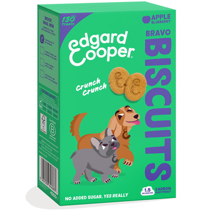 Edgard Cooper Bravo hondentraktaties koekjes appel/bosbes,traktaties voor volwassenen en puppy’s