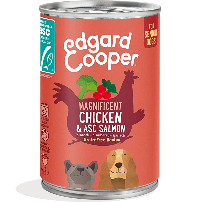 Edgard & Cooper Senior Kip / Zalm Blik Graanvrij 6x400gr