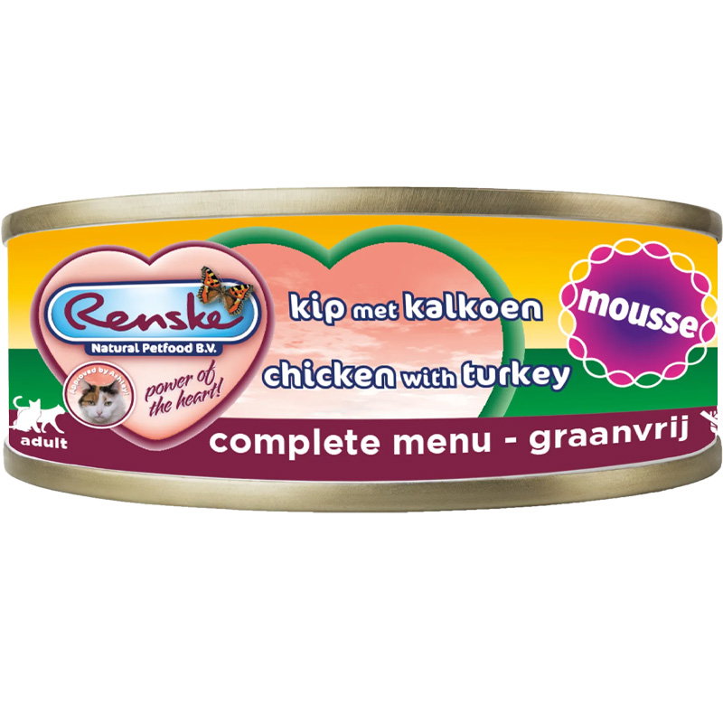 Renske Kat Vers Bereid Mousse Kip / Kalkoen Graanvrij 24x70gr