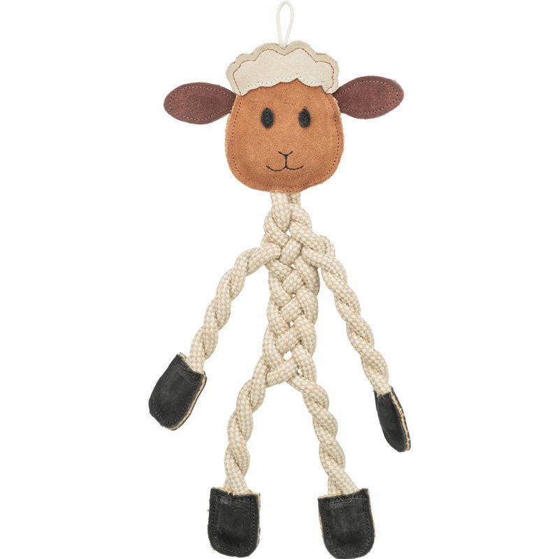 Trixie Schaap Touw Met Leer Bruin 42 Cm