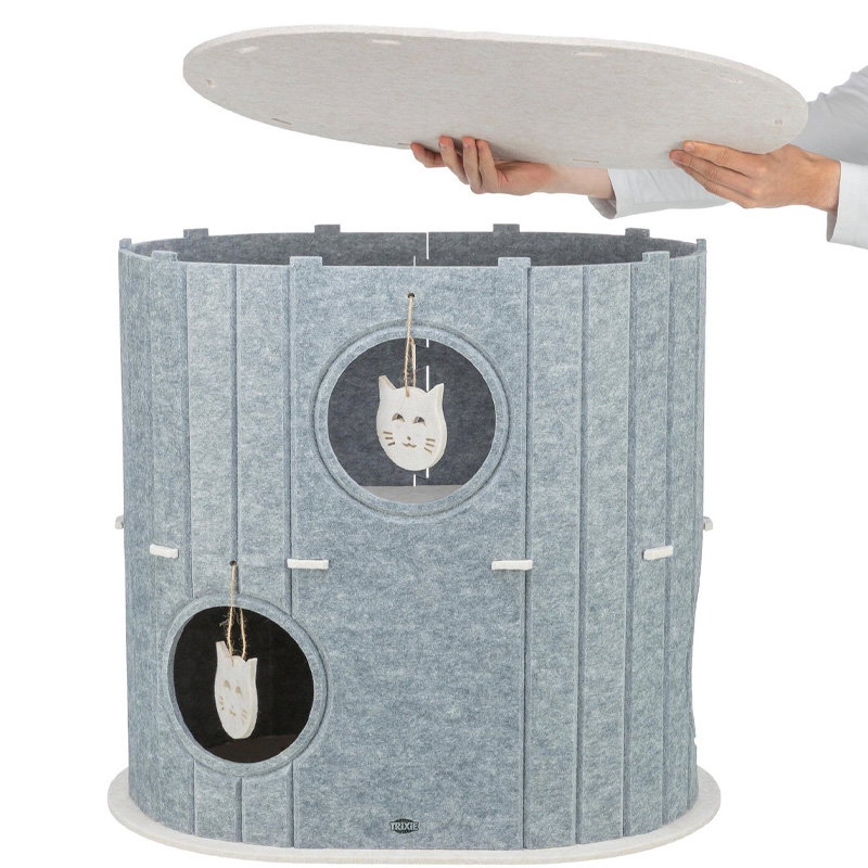 Trixie Speelbox Mara Ovaal Vilt Zand / Grijs 66X46X62 Cm