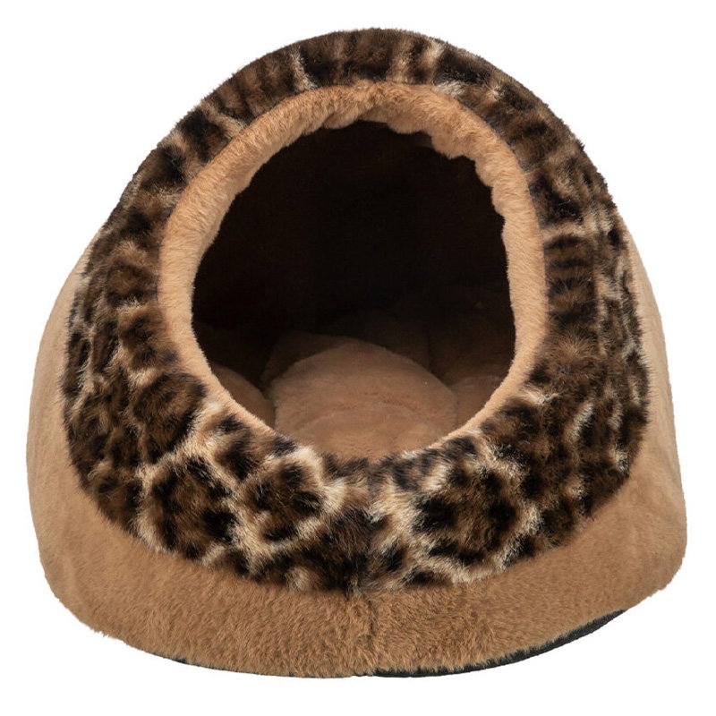 Trixie Kattenmand Iglo Leo Soft Pluche Bruin / Panterprint 35X41X26 Cm