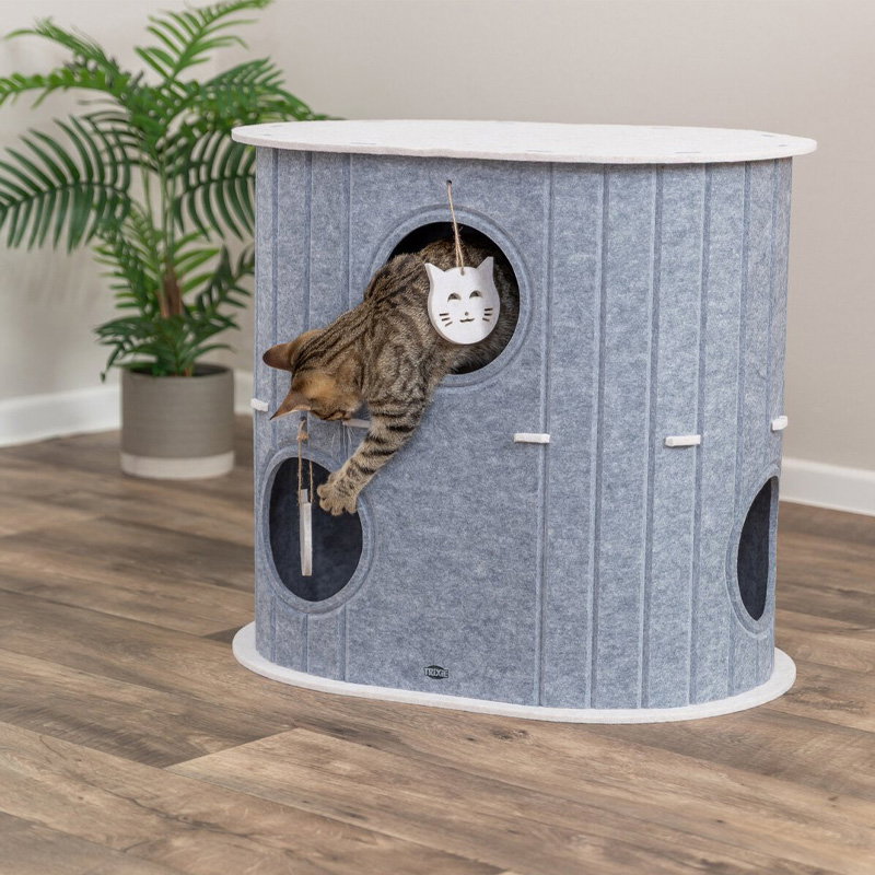 Trixie Speelbox Mara Ovaal Vilt Zand / Grijs 66X46X62 Cm