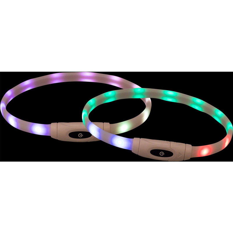 Trixie Lichtgevende Halsband Hond Usb Siliconen Oplaadbaar Meerkleurig 65X1,6 Cm