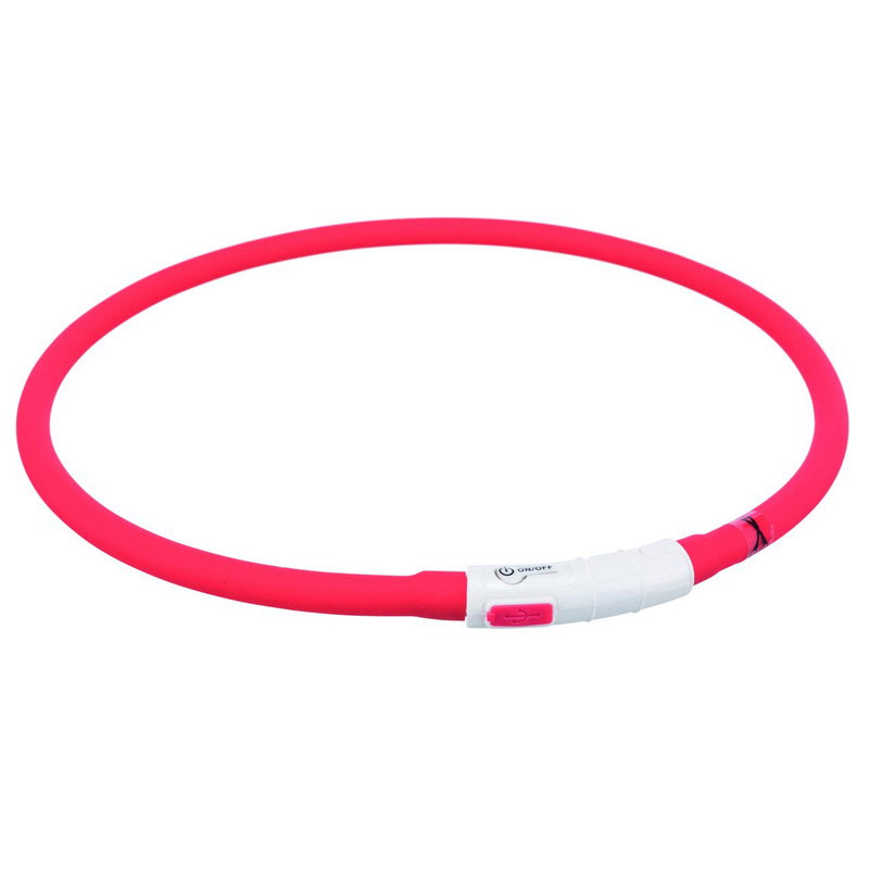 Trixie Lichtgevende Halsband Hond Usb Siliconen Oplaadbaar Rood 70X1 Cm