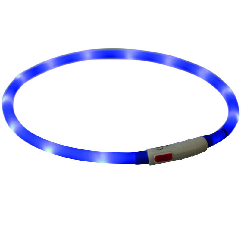 Trixie Lichtgevende Halsband Hond Usb Siliconen Oplaadbaar Royal Blauw 70X1 Cm