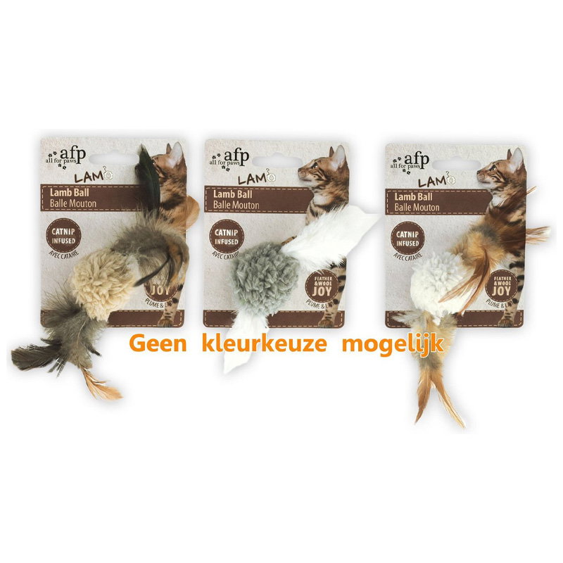 Afp Snow Ball Lamswol Met Veren En Catnip Assorti