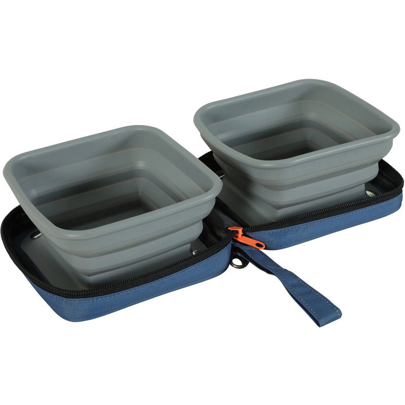 Zolux Bvk 2In1 Opvouwbare Voerbak En Drinkbak Blauw 2X700 Ml