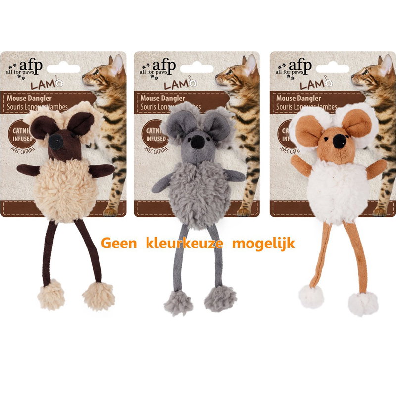 Afp Mouse Dangler Lamswol Met Catnip Assorti 16 Cm