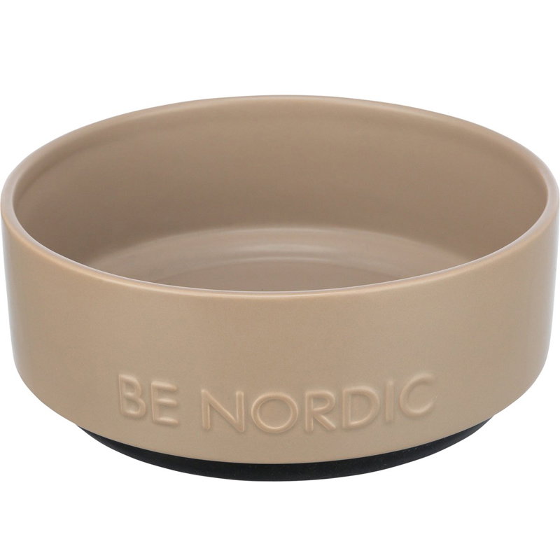 Trixie Be Nordic Voerbak Hond Keramiek/ Rubber Taupe 18 Cm