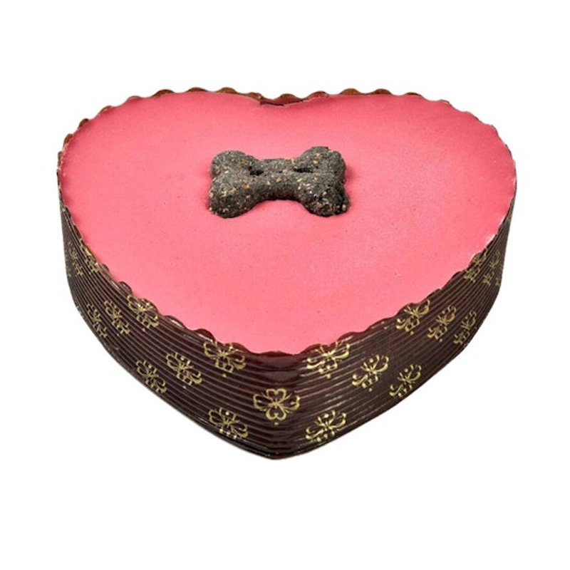 The Barking Bakery Yoghurt Topped Pawty Cake Roze Hart Met Kaars