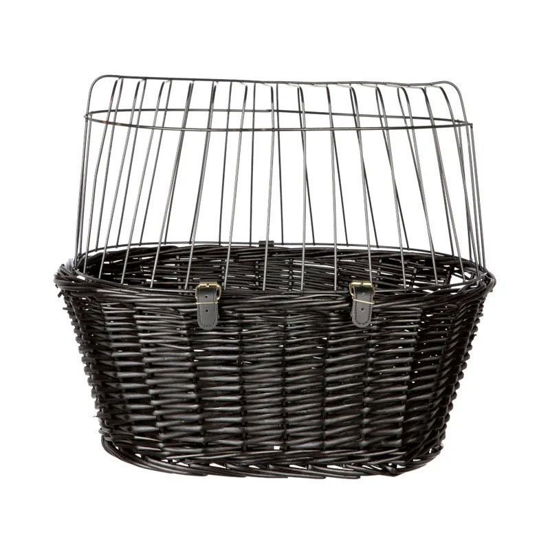 Trixie Wilgen Fietsmand Voorop Zwart Met Kussen En Kap 50X35X41 Cm