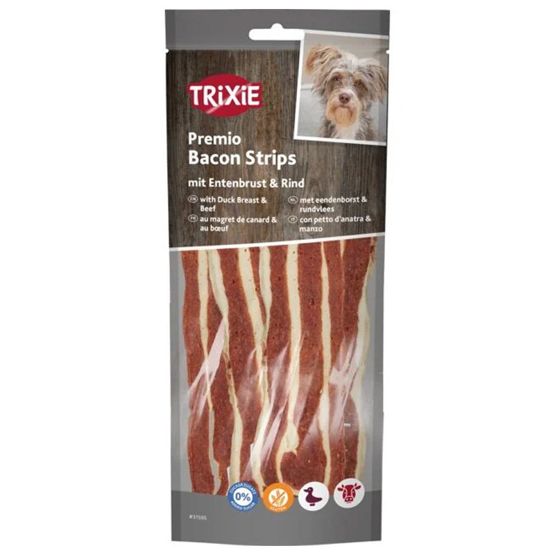 Trixie Premio Bacon Strips Met Eendenborst En Rundvlees 80 Gr
