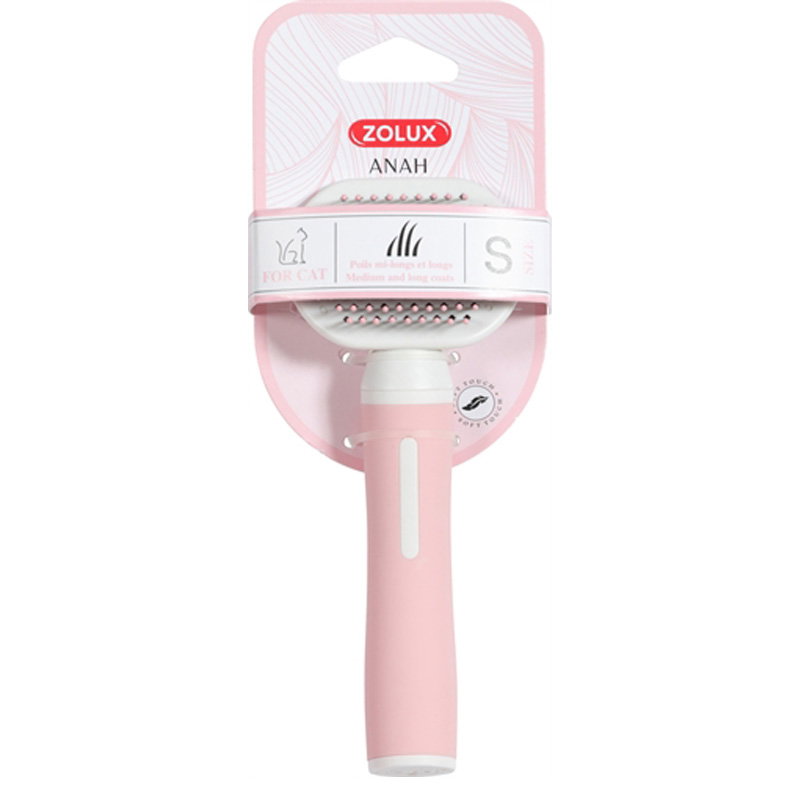 Zolux Anah Slickerborstel Soft Roze / Wit S 6,5X3,5X16 Cm