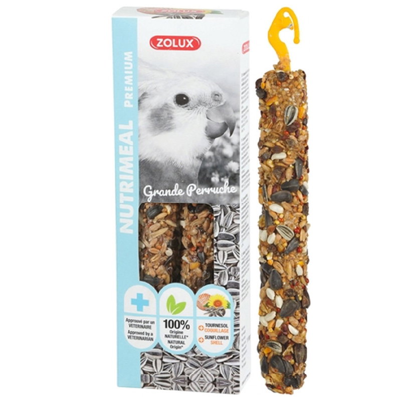 Zolux Nutrimeal Stick Grote Parkiet / Papegaai Zonnebloempitten 110 Gr 2 St