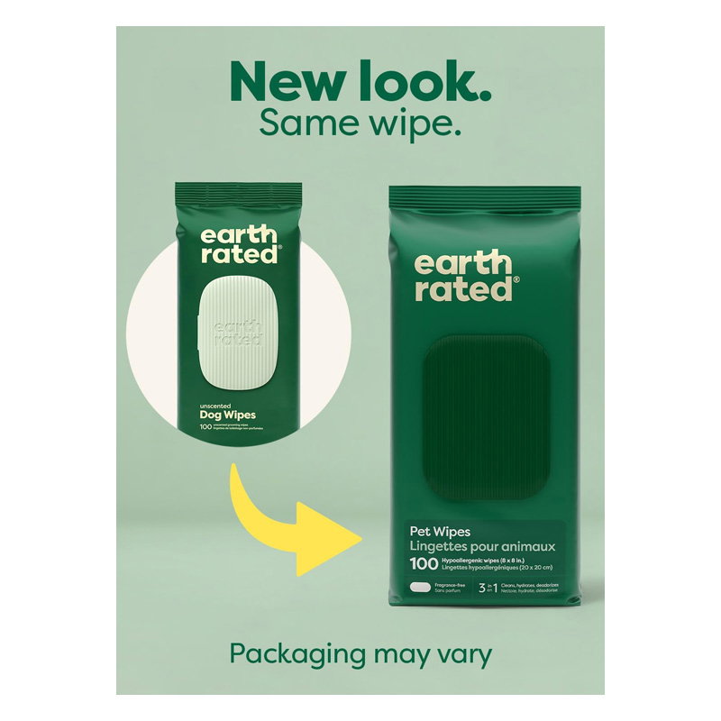 Earth Rated Dog Wipes Geurloos Composteerbaar 20,5X20,5 Cm 100 St