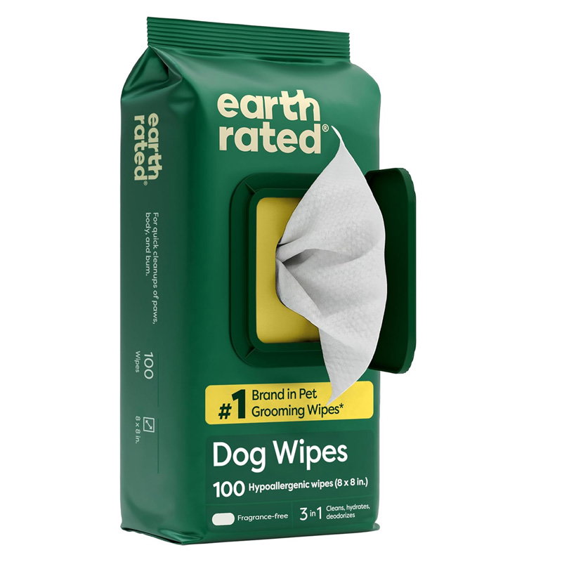 Earth Rated Dog Wipes Geurloos Composteerbaar 20,5X20,5 Cm 100 St