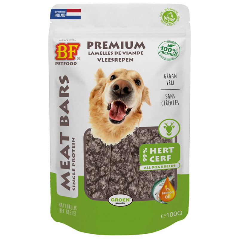 Bf Petfood Meat Bars Hert 100 Gr