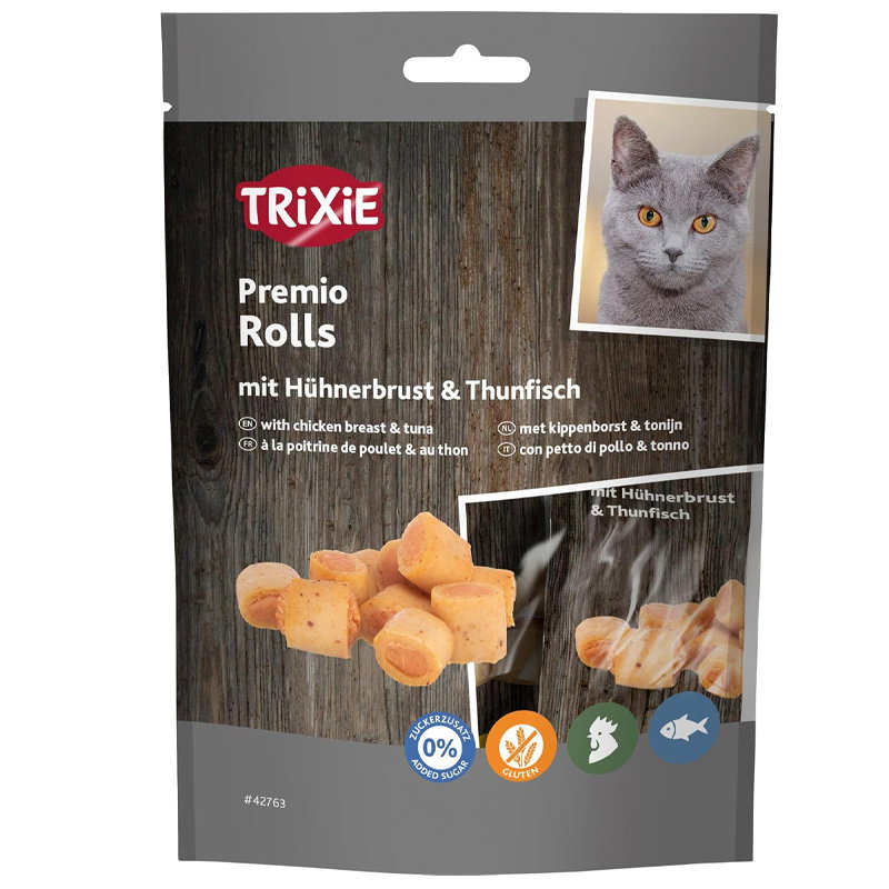 Trixie Premio Kip & Tonijn Rolletjes Voor Katten Glutenvrij 50 Gr