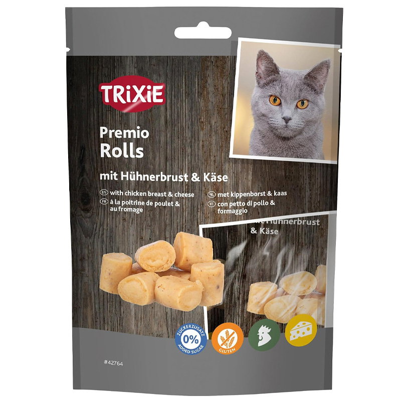 Trixie Premio Kip & Kaas Rolletjes Voor Katten Glutenvrij 50 Gr