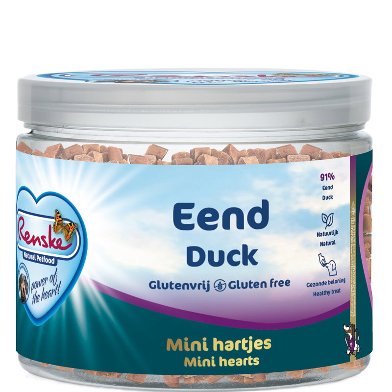 Renske Hond Gezonde Beloning Mini Hartjes Eend 100 Gr