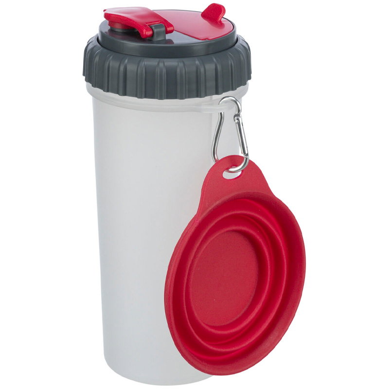 Trixie Waterfles / Voerfles Inclusief Reisbak Kunststof / Silicone 2X350 Ml 11X11X23 Cm
