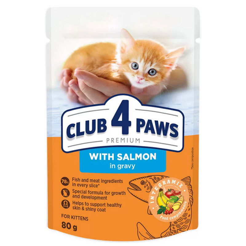 Club 4 Paws Premium Kitten Pouch Zalm In Saus 24X80 Gr