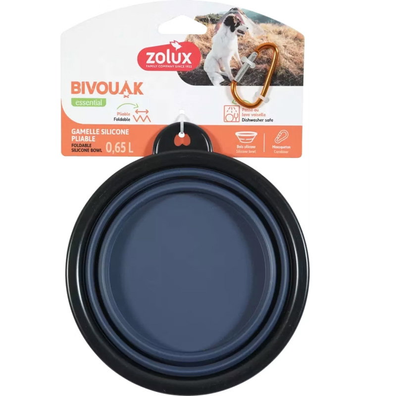 Zolux Bvk Voerbak Opvouwbaar Siliconen Blauw 13 Cm 450 Ml