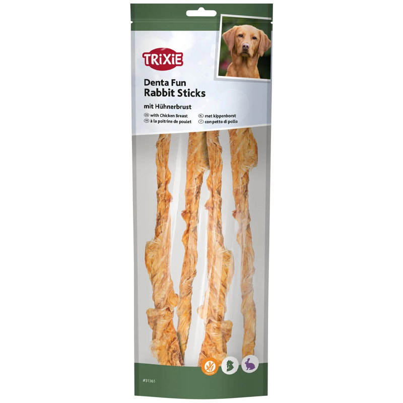 Trixie Denta Fun Rabbit Sticks Met Kippenborst 100 Gr