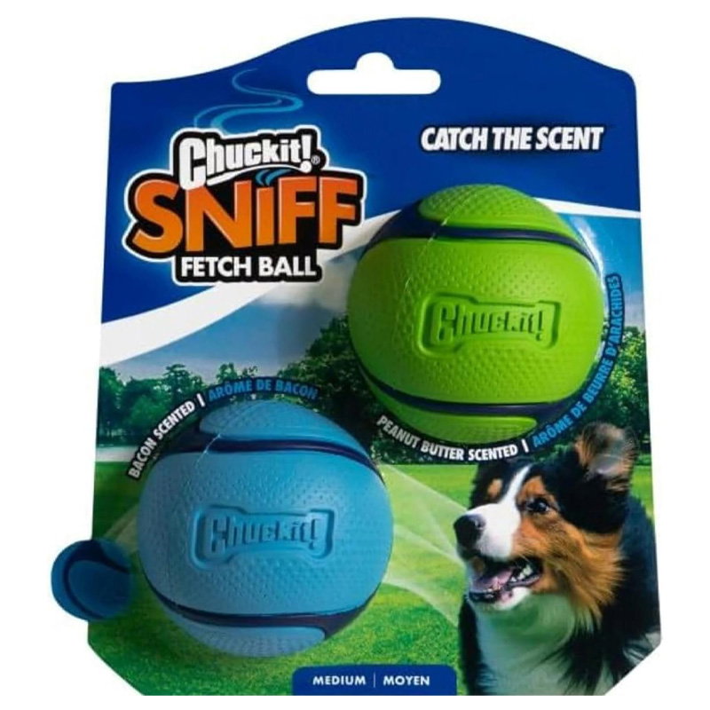 Chuckit! Sniff Fetch Ball Bacon & Peanut Butter M 2-pack