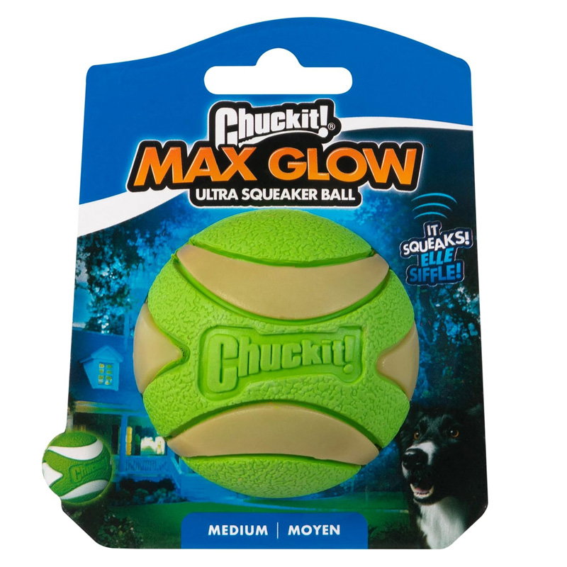 Chuckit! Max Glow Ultra Squeaker Ball M