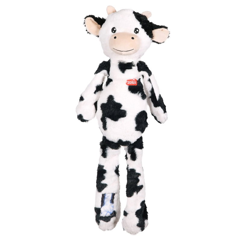 Zolux Furry Farm Koe Isache Pluche Met Touw Wit / Zwart 32X21X6 Cm