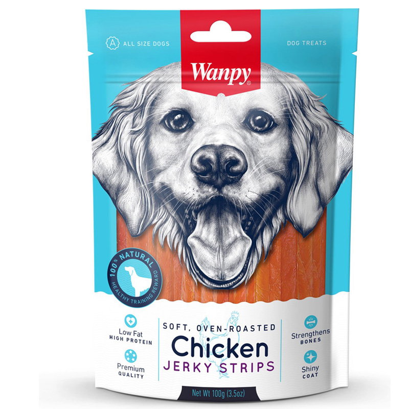 Wanpy Soft Oven-Roasted Chicken Jerky Strips 100 Gr