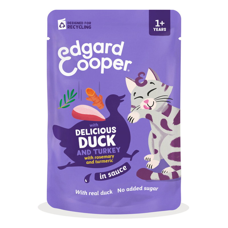 Edgard & Cooper Kat Adult Saus Pouch Eend & Kalkoen 85 gr