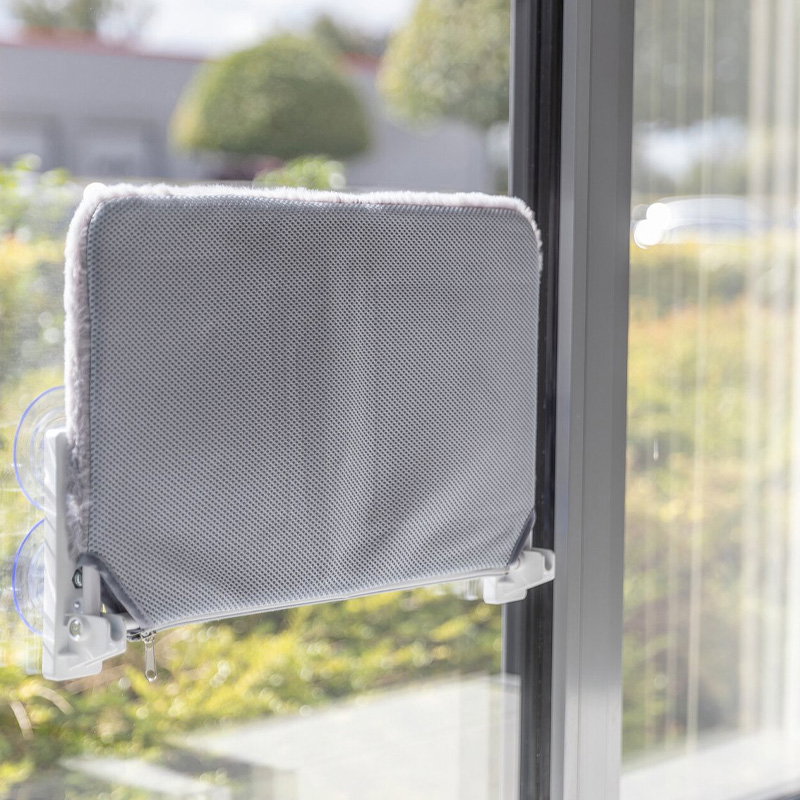 Trixie Hangmat Voor Aan Raam Opvouwbaar Pluche / Mesh Wit / Grijs 58X34 Cm - Afbeelding 4
