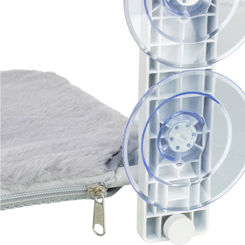 Trixie Hangmat Voor Aan Raam Opvouwbaar Pluche / Mesh Wit / Grijs 58X34 Cm - Afbeelding 5