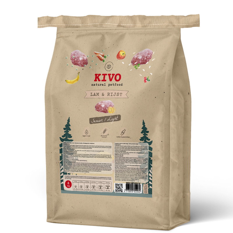 Kivo persbrok LAM & RIJST (Senior/Light) 4kg