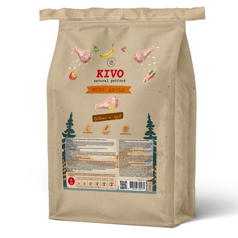 Kivo persbrok KALKOEN & RIJST Mini Adult 4kg