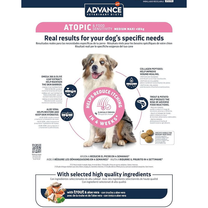 Advance Veterinary Diet Dog Gevoelige Huid Medium / Maxi 12 Kg - Afbeelding 2