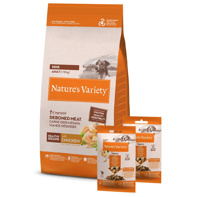 Natures Variety Original Adult Mini Chicken Met 2 Freeze Dried Toppers 1,5 Kg + 2X120 Gr