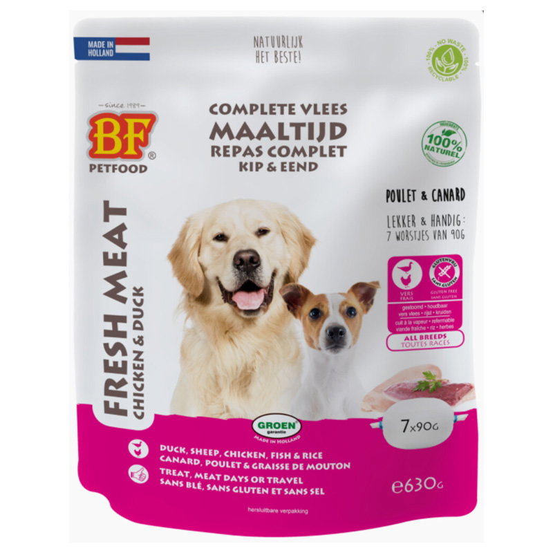 Bf Petfood Vleesvoeding Eend Worst 630Gr