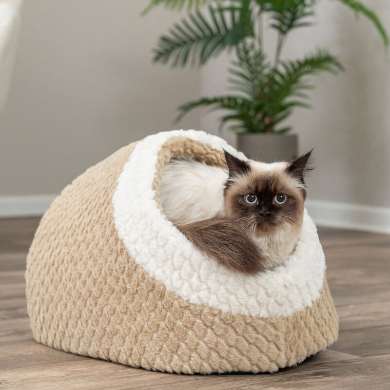 Trixie Kattenmand Iglo Kaline Mio Lichtbruin / Creme 35X41X26 Cm - Afbeelding 2